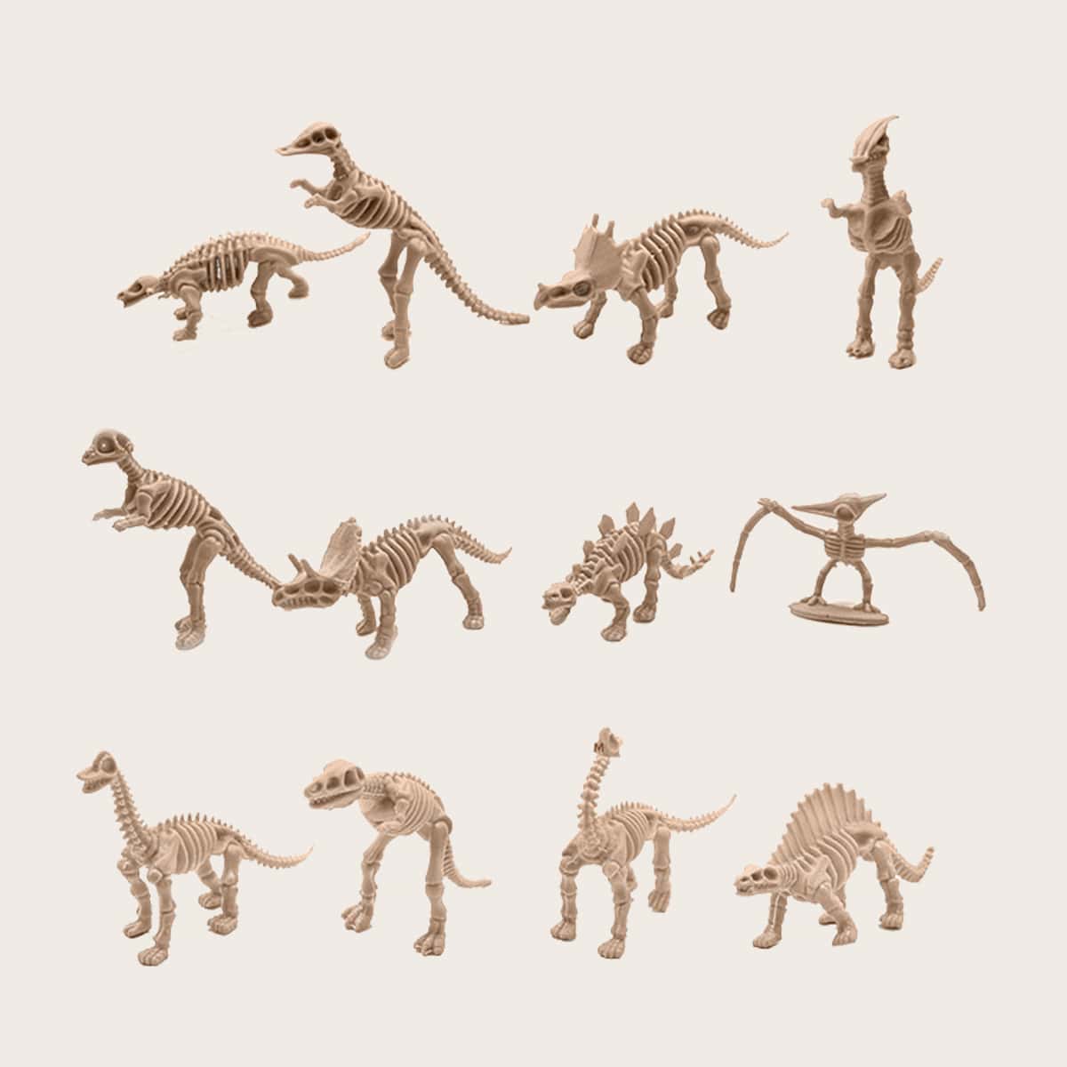 

12pcs Dinosaur Skeleton Ornament, Khaki