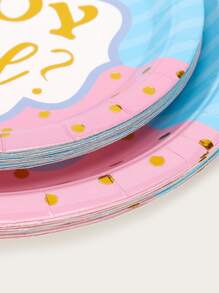 10pcs Baby Shower Party 9 Inch Disposable Plate - Multicolor - View 3
