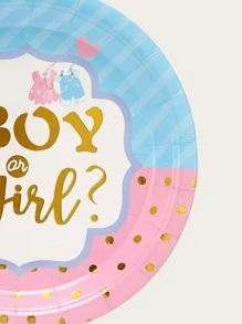 10pcs Baby Shower Party 9 Inch Disposable Plate - Multicolor - View 4