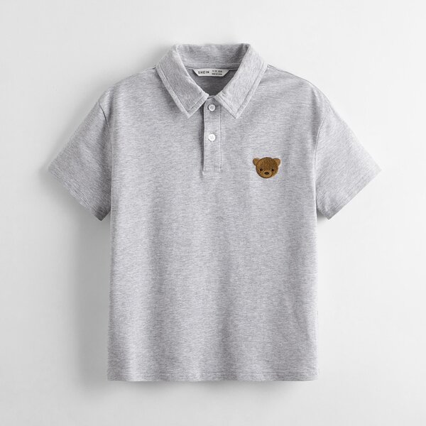 

Boys Embroidery Detail Polo Shirt, Light grey