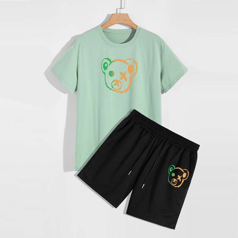 

Guys Cartoon Graphic Tee & Shorts, Multicolor