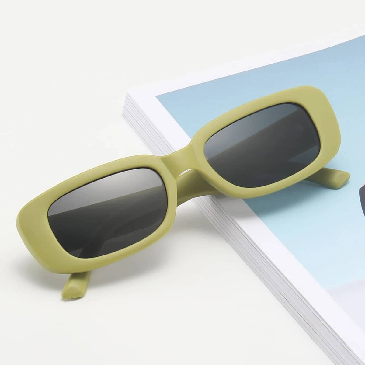 

Rectangle Frame Sunglasses, Green