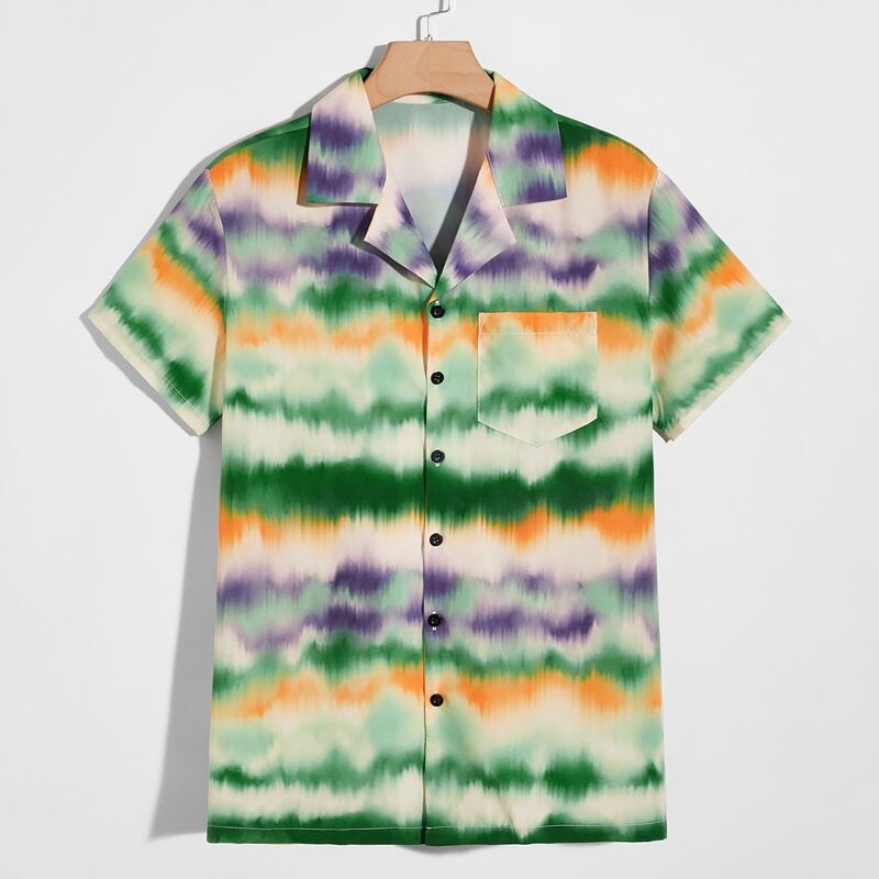 

Guys Tie Dye Button Front Pocket Shirt, Multicolor