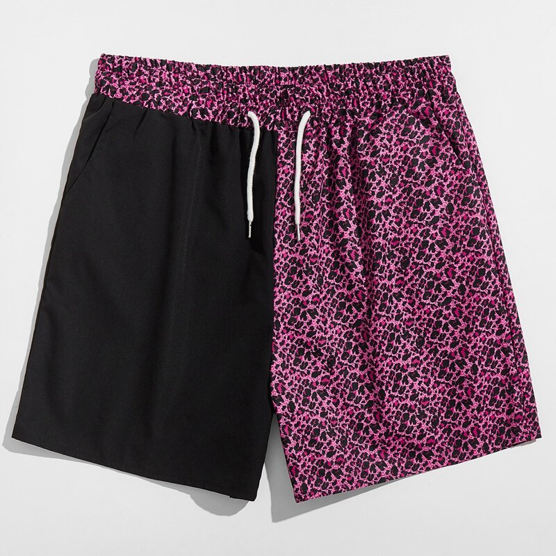 

Guys Contrast Leopard Drawstring Shorts 5'', Multicolor
