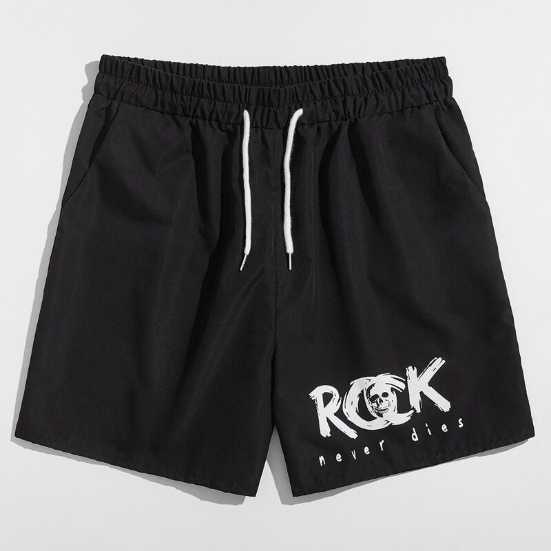 

Guys Letter Skull Graphic Drawstring Shorts 5'', Black
