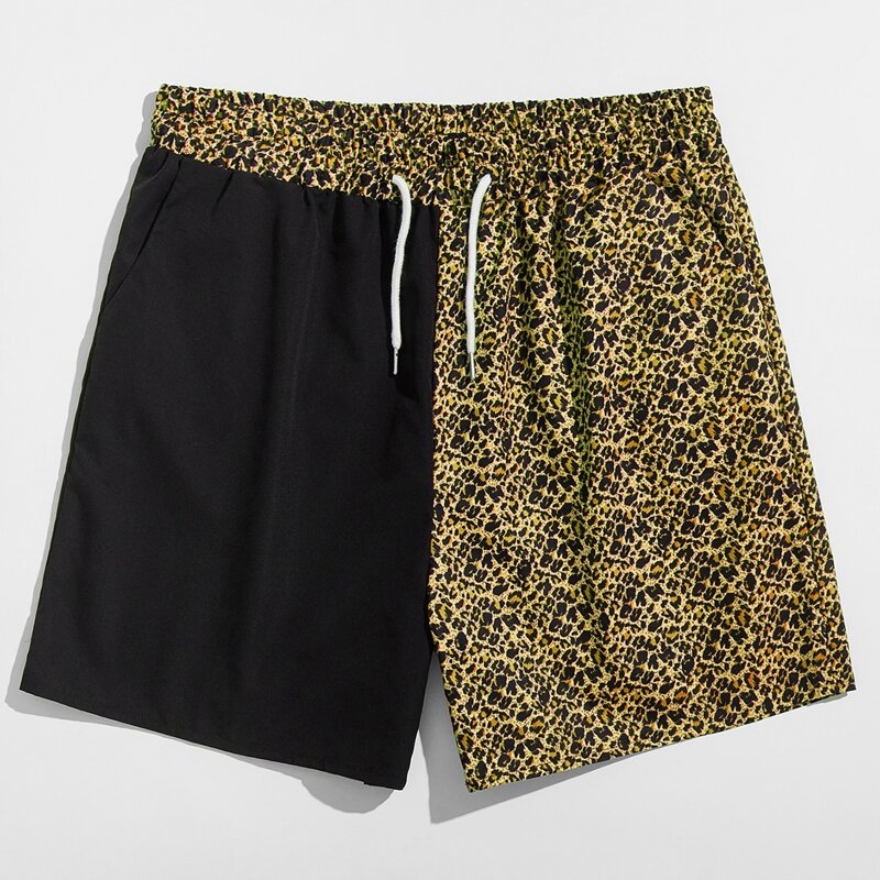 

Guys Contrast Leopard Drawstring Shorts, Multicolor