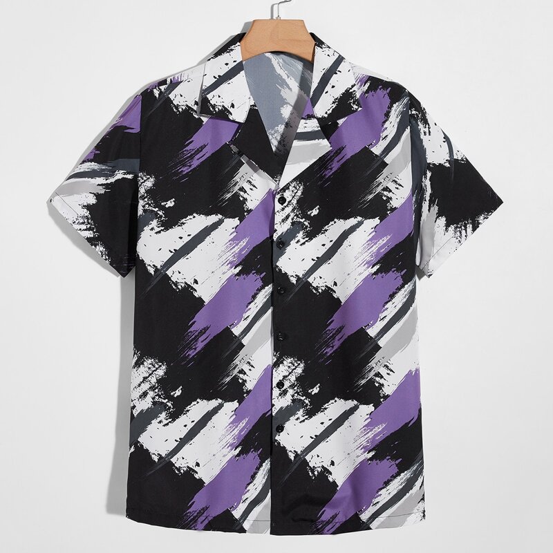 

Guys All Over Print Button Front Shirt, Multicolor