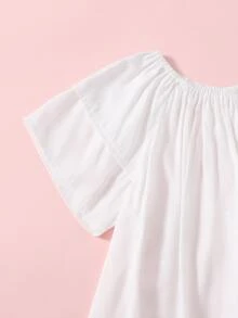 Áo cánh Gái Nghề thêu Hoa Giải trí - trắng - Xem 3