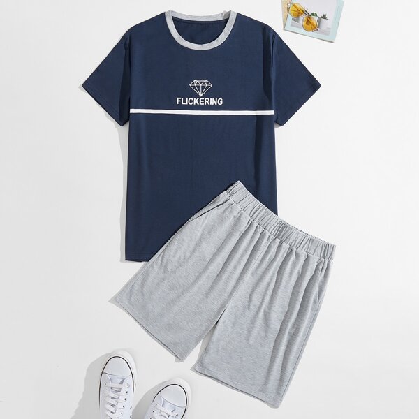 

Men Geo & Letter Graphic PJ Set, Multicolor