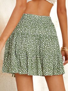 SHEIN Frenchy Váy Thắt nút Họa tiết hoa Boho - Màu xanh Bạc hà - Xem 2