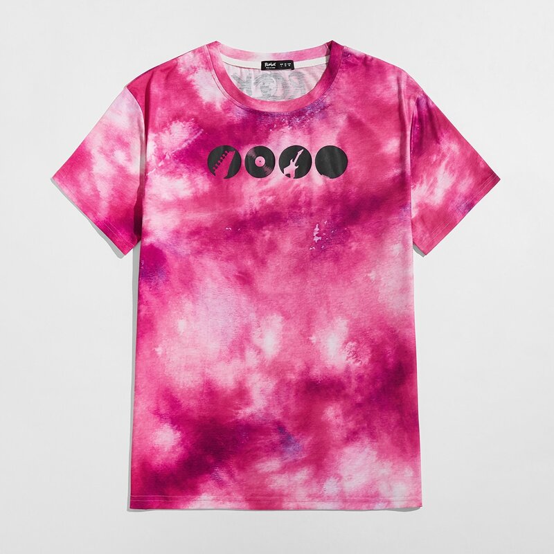 

Guys Record Graphic Tie Dye Tee, Pink