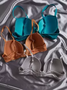 3pack Microfiber Super Push Up T-shirt Bra Set - Multicolor - View 2