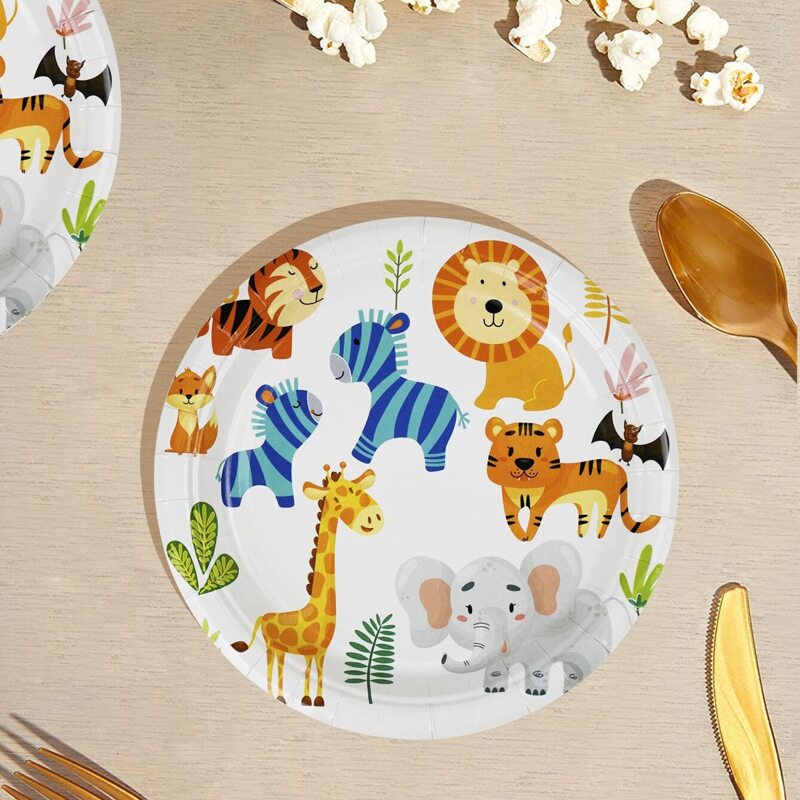 

16pcs Cartoon Disposable Plate, Multicolor
