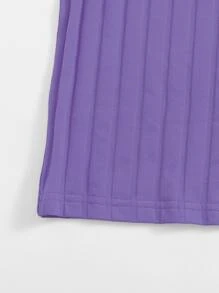SHEIN EZwear 露肩羅紋針織包臀連衣裙 - 紫羅蘭色 - 查看 5