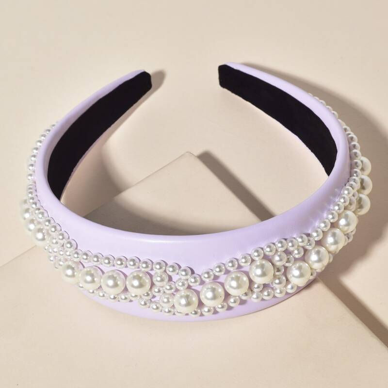 

Faux Pearl Decor Wide Headband, Multicolor