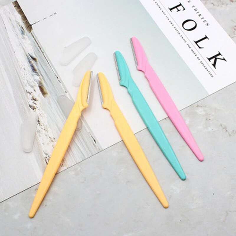 

2pcs Random Solid Eyebrow Trimming Knife, Multicolor