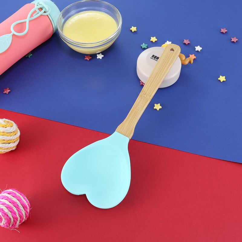 

1pc Heart Shaped Silicone Spatula, Mint blue