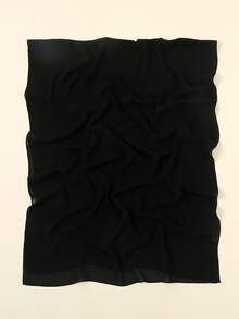 1pc Women's Solid Color Scarf With Natural Wrinkle Design, Popular Daily Accessory - Black - View 2