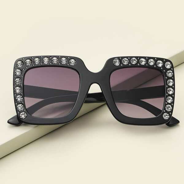 

Toddler Girls Rhinestone Decor Square Frame Sunglasses, Black