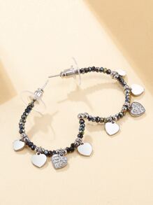 心形吊墜串珠開口耳環