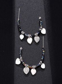 心形吊墜串珠開口耳環