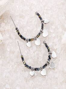 心形吊墜串珠開口耳環