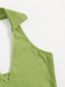 SHEIN Qutie 後開式短版繞頸上衣 - 薄荷綠 - 查看 4