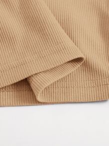 Muchica Open Back Crop Halter Top - Khaki - View 4