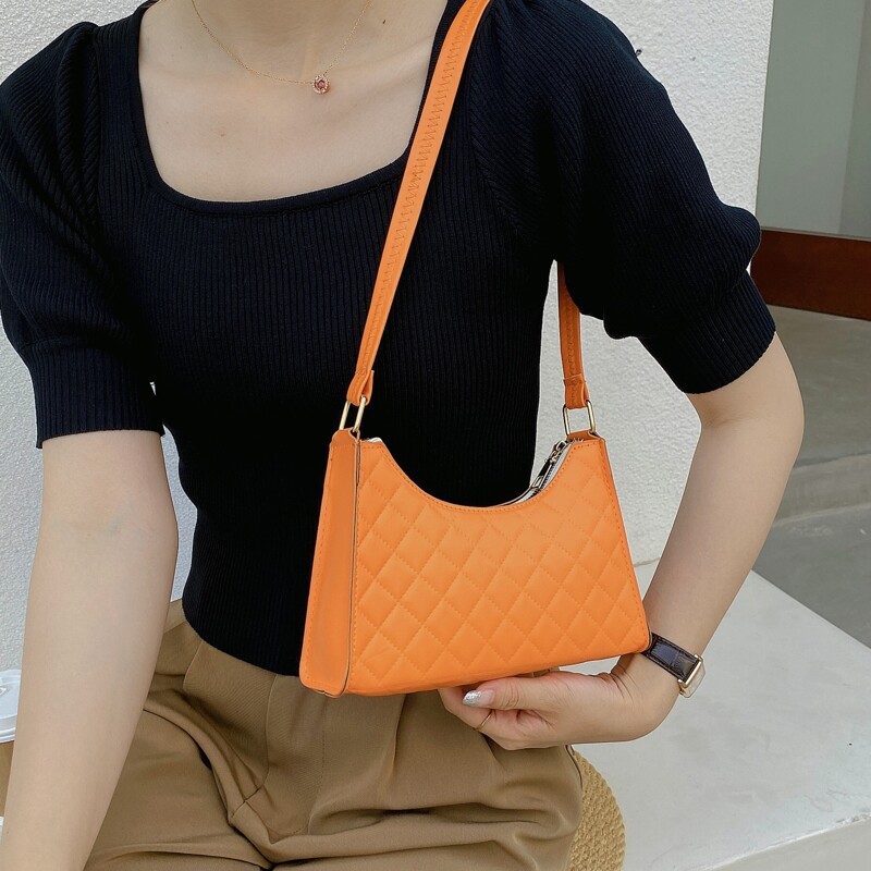 

Quilted Shoulder Bag, Orange