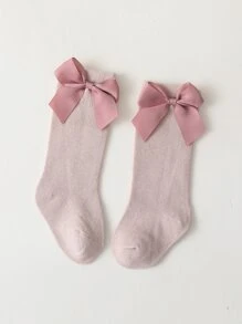 Calcetines Decorados Con Lazo Para Bebés - Rosa - Ver 2