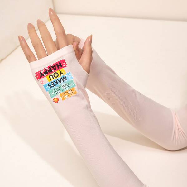 

Slogan Graphic Arm Sleeves, Pink