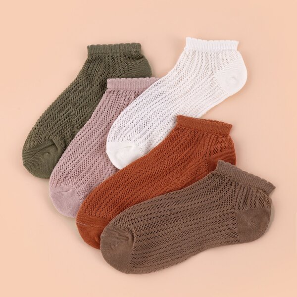 

5pairs Hollow Out Ankle Socks, Multicolor