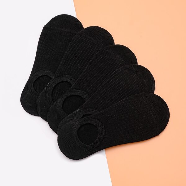 

5pairs Solid Non-slip Invisible Socks, Black
