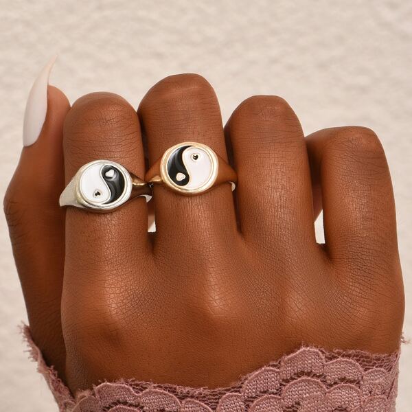 

2pcs Yin & Yang Ring, Multicolor