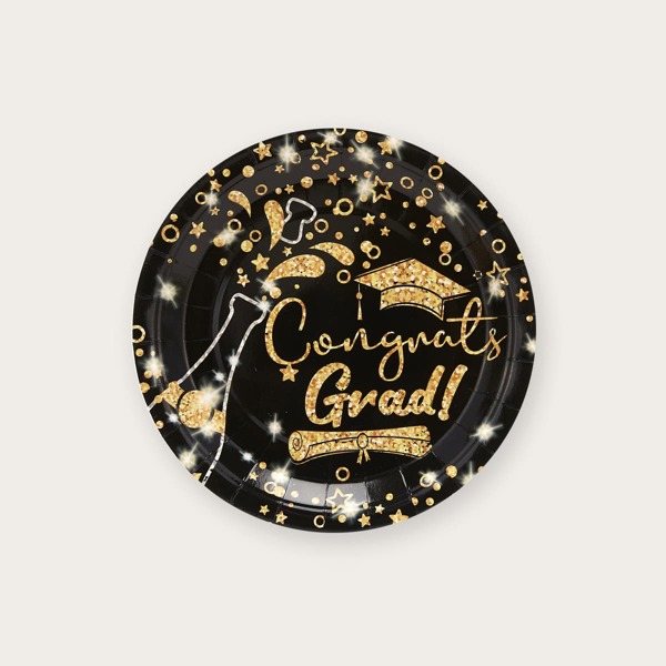 

10pcs 7 Inch Graduation Party Disposable Plate, Multicolor