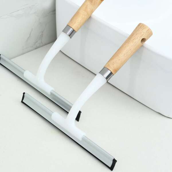 

1pc Wooden Handle Glass Wiper, Khaki
