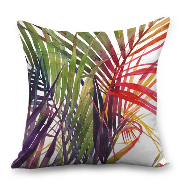 

Leaf Print Cushion Cover Without Filler, Multicolor