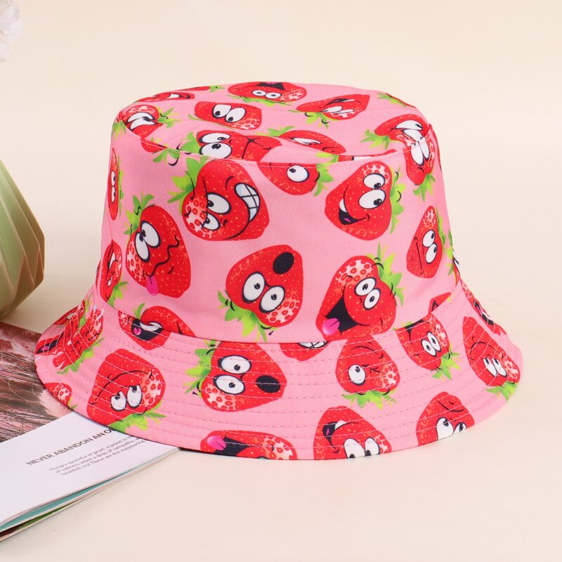 

Cartoon Strawberry Bucket Hat, Pink