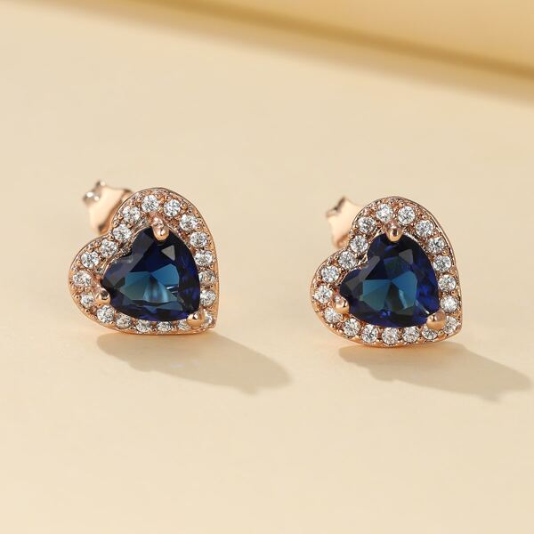 

Zircon Heart Decor Earrings, Rose gold