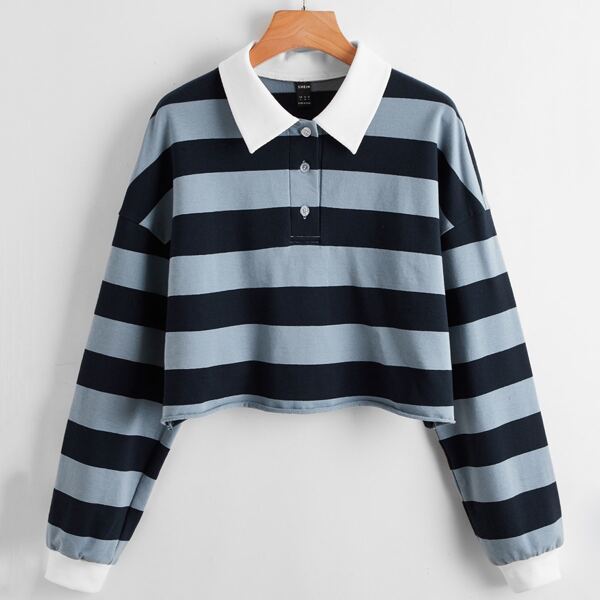 

Drop Shoulder Striped Sweatshirt, Multicolor