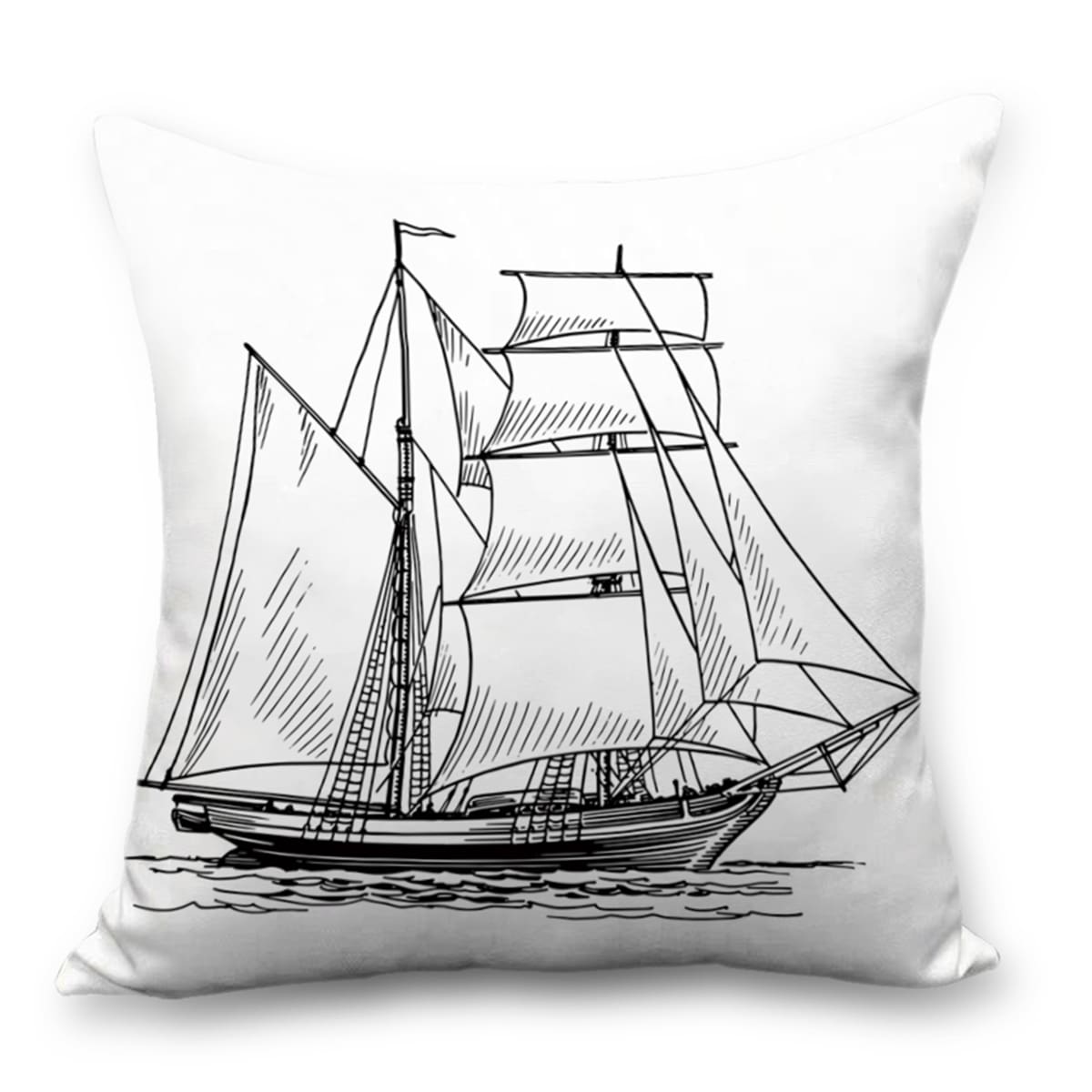 

Sailboat Print Cushion Cover Without Filler, Multicolor