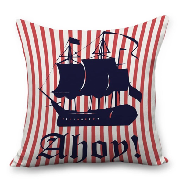 

Boat Print Cushion Cover Without Filler, Multicolor