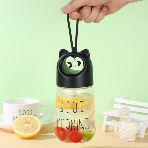 

1pc Fish Pendant Water Bottle, Black