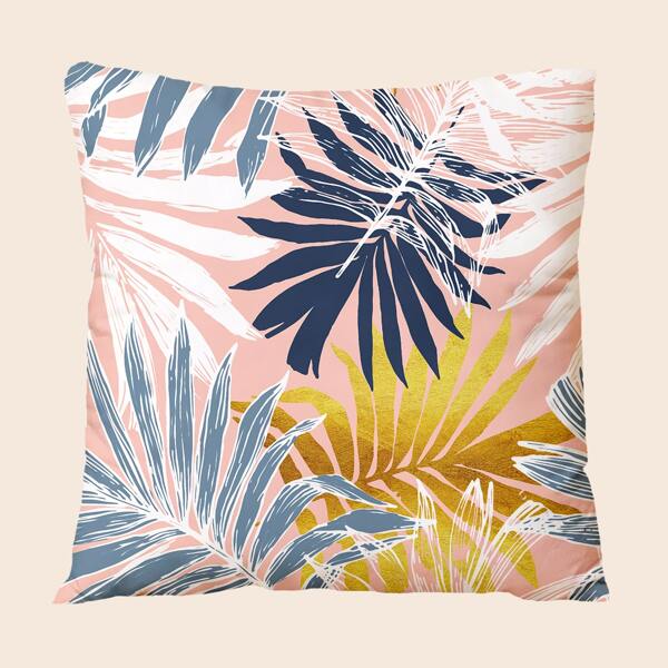 

Leaf Print Cushion Cover Without Filler, Multicolor