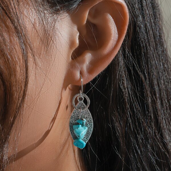 

Stone Decor Drop Earrings, Silver