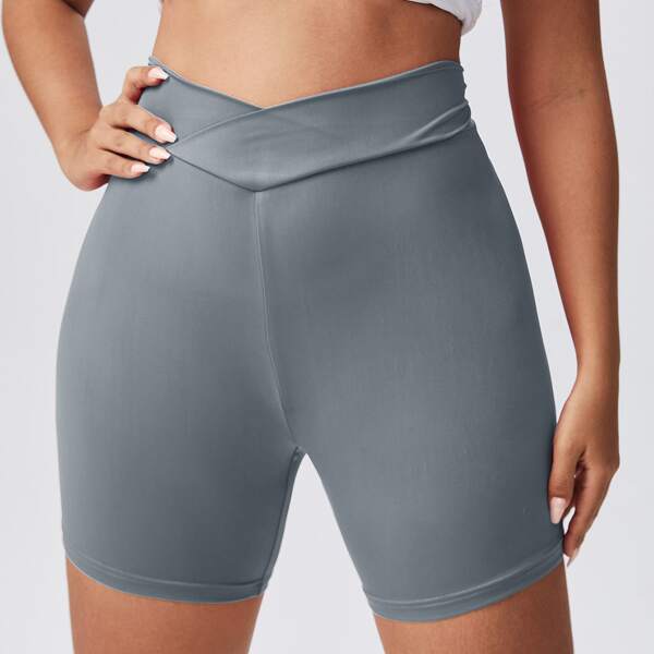 

Plus Super Elastic Solid Biker Shorts, Grey