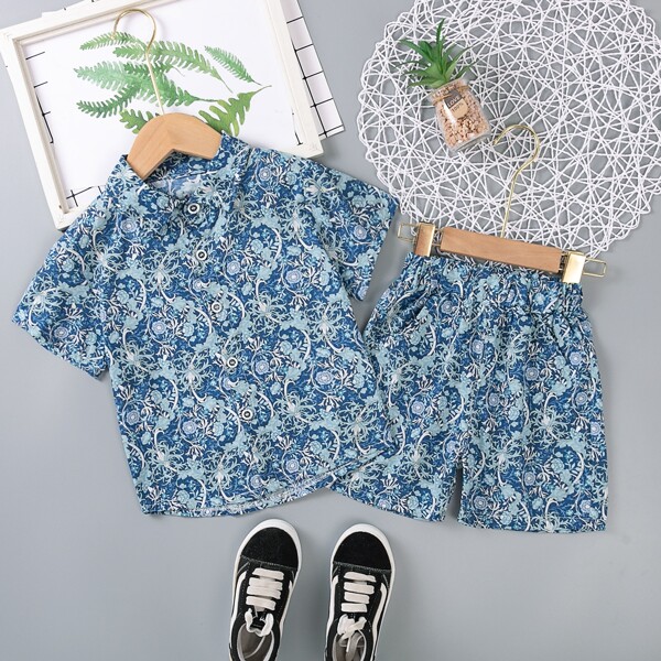 

Toddler Boys Allover Plants Print Shirt With Shorts, Multicolor