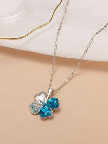 四葉草吊墜項鍊 - 銀色 - 查看 2