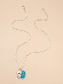 四葉草吊墜項鍊 - 銀色 - 查看 3