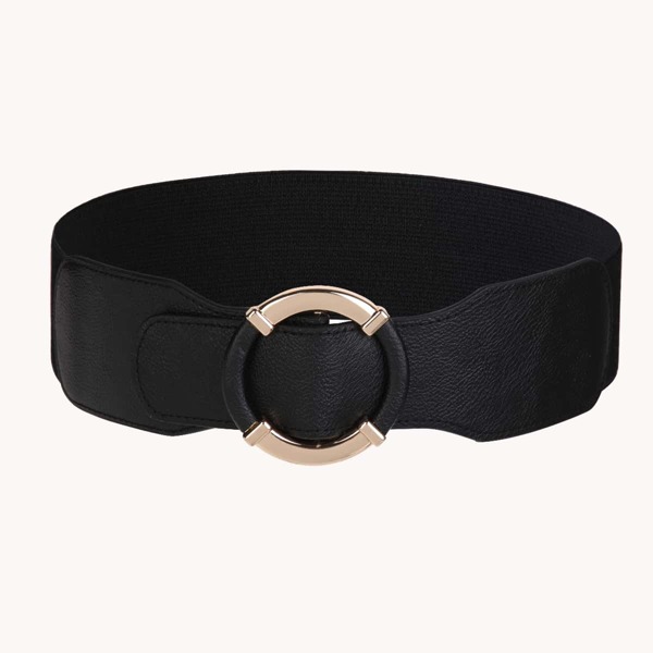 

Round Buckle Belt, Black